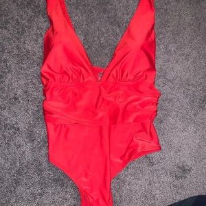 Red one piece swim suit